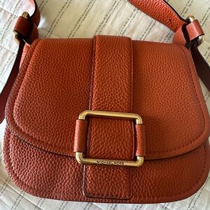 Michael Kors Orange Crossbody Bag with Gold-Tone Buckle